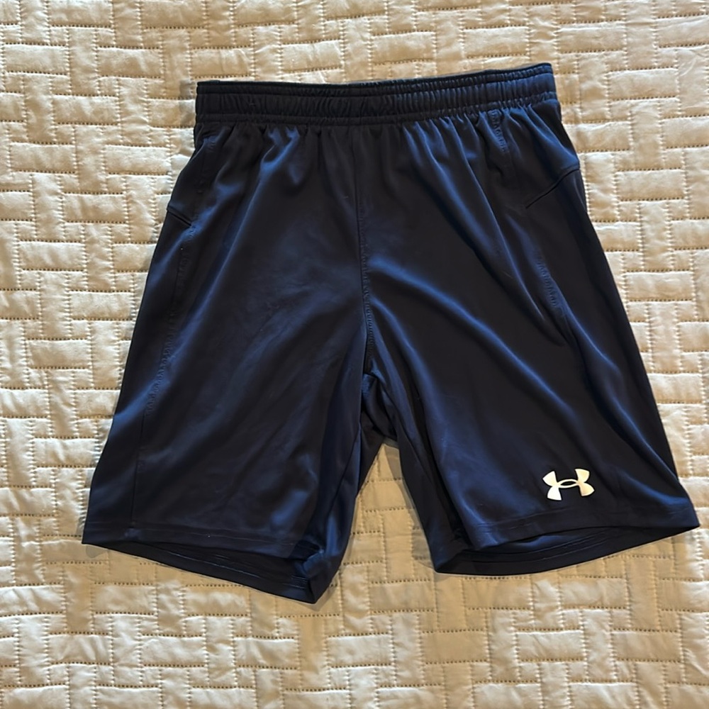 Blue Under Armour, athletic shorts, size youth, medium